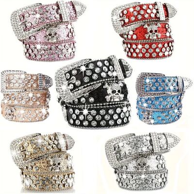 Stylish Rhinestone Western Cowgirl StyleBelt Sparking Pu Lea