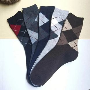 Patterns Wint Men Warm Socks Wool Diamond Splicing Pairs