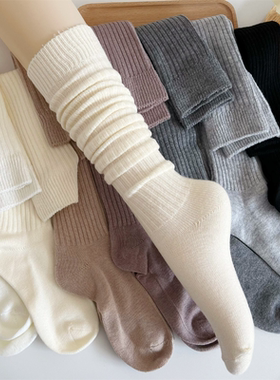 Women Long Socks Cashmere Women Boot Solid Wool Thigh Stocki