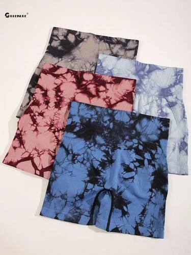 Women Tie Dye Yoga Shorts Seamless Elastic Sports Leggings B