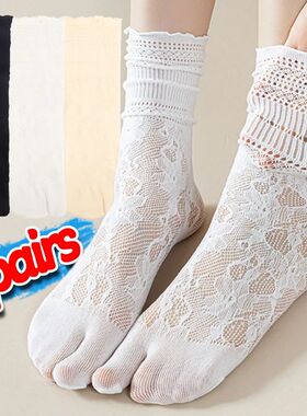 Sexy Lace Tabi Toe Socks for Women Summer Two Toe Socks Mesh