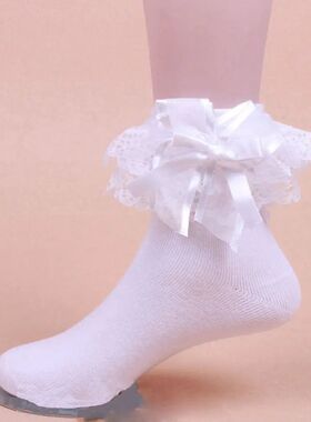 Women Sweet Retro Lace Short Socks Lolita Frilly Ruffle Cott