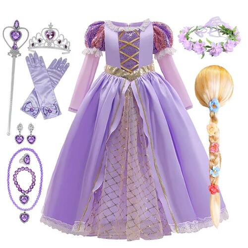 Girls Autumn Rapunzel Dress Kids Disguise Carnival Girl Prin