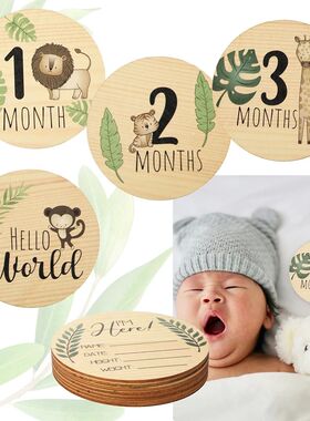 7PCS Newborn Photography Props Wooden Monthly Milestone Card