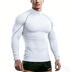 Sport T-shirt Men Compression Running Shirt Elastic Long Sle