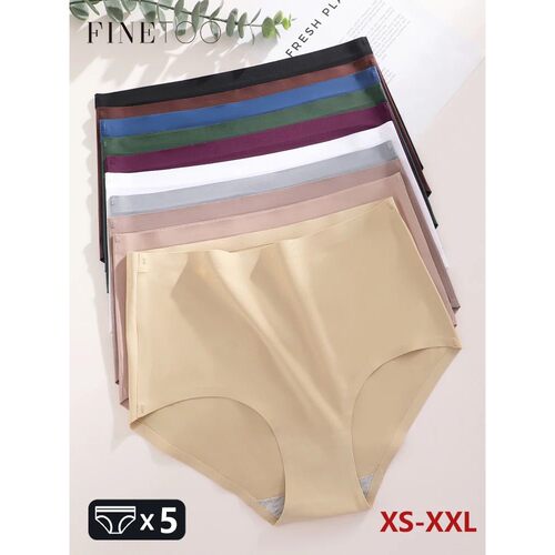 5Pcs High Waist Seamless Women's Panties Sexy Ice Silk Breat