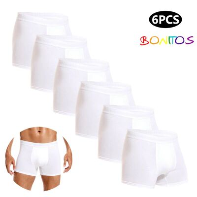 6pcs White Men Panties Cotton Boxers For Man Underwear Pack