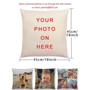 Baby Family Pets Cushion Covers Printing Cotton Linen Pillow