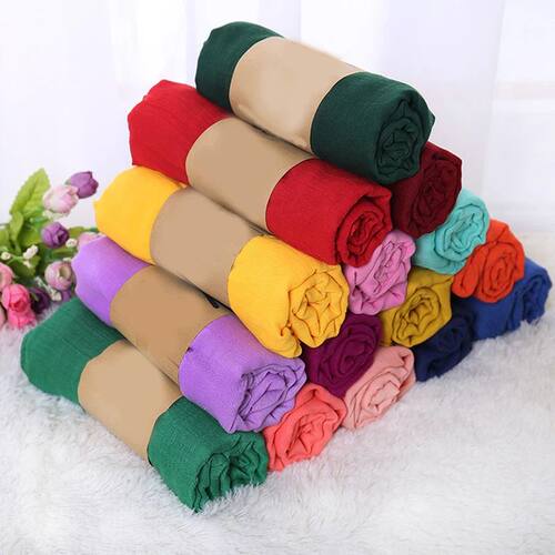 Summer 180*55cm Cotton Linen Long Scarf Female Solid Color S