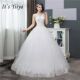 White neck Wedding Sequined Pure Appliques Sleevel Dresses