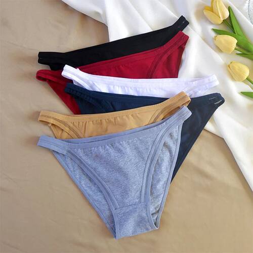 3Pcs/set Women Cotton Panties Female Mesh Underpants Solid C