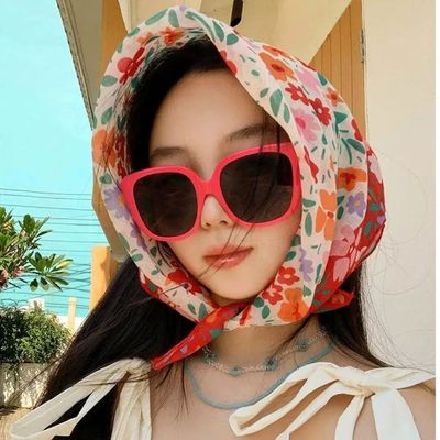 Style Headscarf Versatile Floral Cotton Scarf For Spring And