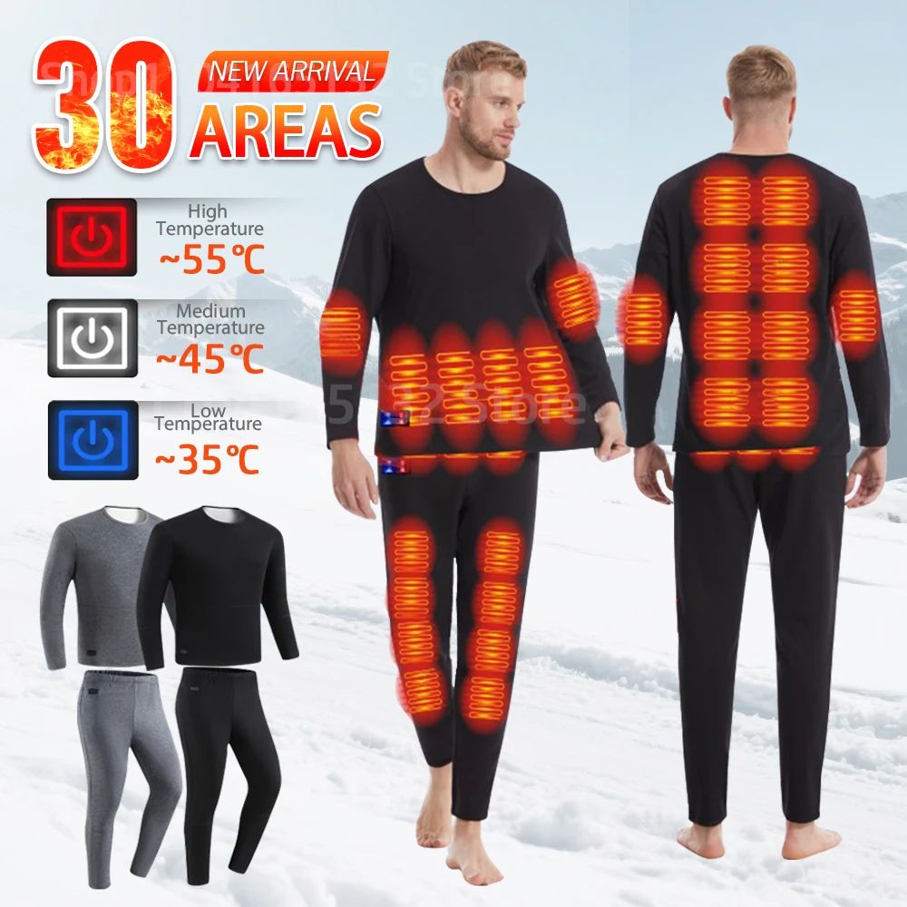 Winter Heated Underwear Set Women Men USB Electric Heating J