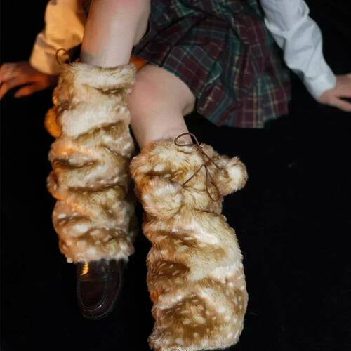 Winter Faux Fur Plush Reindeer Leg Warmers Kawaii Furry Boot