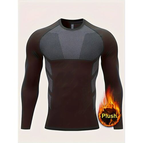 Men's autumn and winter thick fitness long sleeved T-shirt w