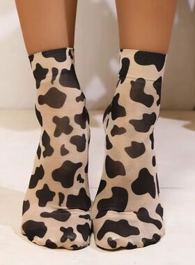 Leopard Large Flower Print Short Socks Summer Single Shoes S