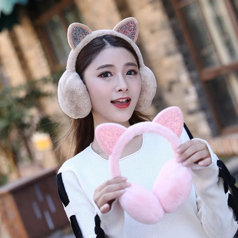 Lovely Women Girl Fur Winter Ear Warmer Cute Earmuffs Cat Ea