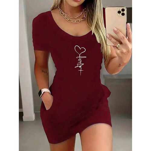2026 new women's sexy heart-shaped round neck short sleeved