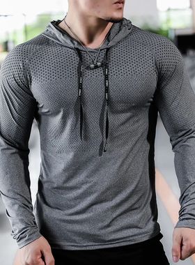 Men's Sport T-shirts Hoodie Fitness Running Shirts Tops Long