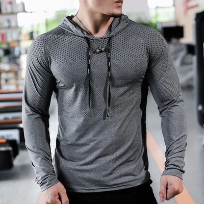 Men's Sport T-shirts Hoodie Fitness Running Shirts Tops Long