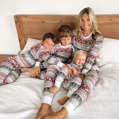 New 2025 Christmas Matching Family Pajamas Set All Over Prin