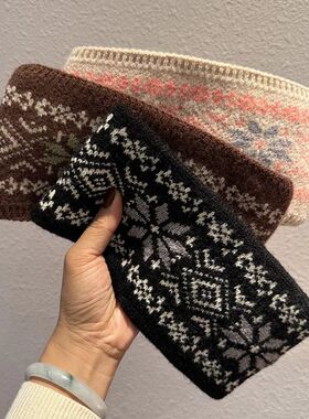 French Jacquard Knitted Hair Band Thicken Warm Hair Bands Au