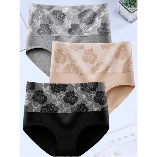 3Pcs/Lot Women's Underwear Plus Size Cotton Panties High Wai