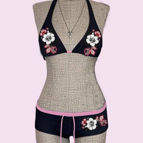 New Summer Swimwear Bikinis Set Sexy Printed Lace Back Naked