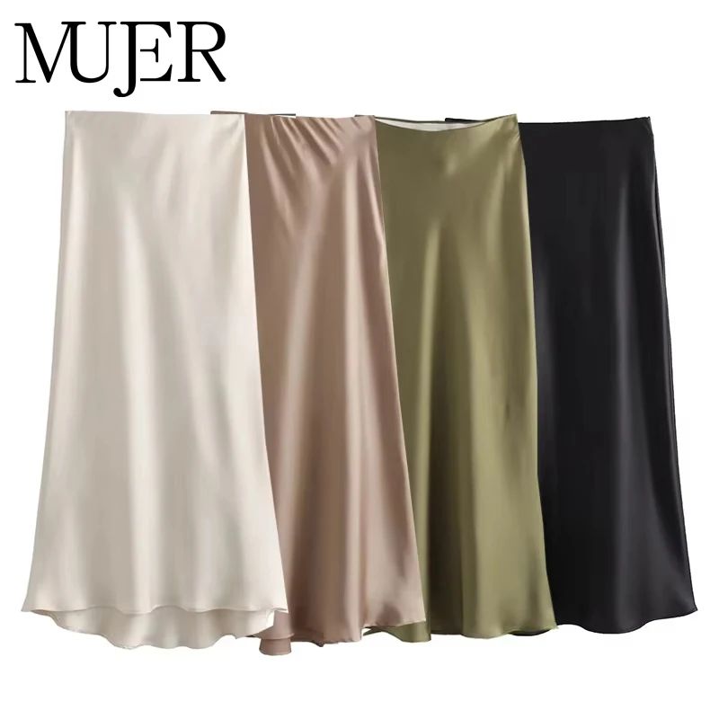 Woman 2026 Satin Skirt Women High Waist Long Skirts For Wome图片