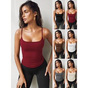 sleeveless square for color suspender new sexy Solid neck