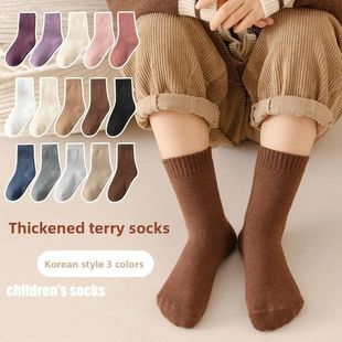 5 Pairs-Kids Fleece Lined Thermal Socks Winter Warm Mid Cuff