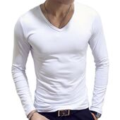 Basic Slim White Men Color Spring shirt Solid Autumn Botto
