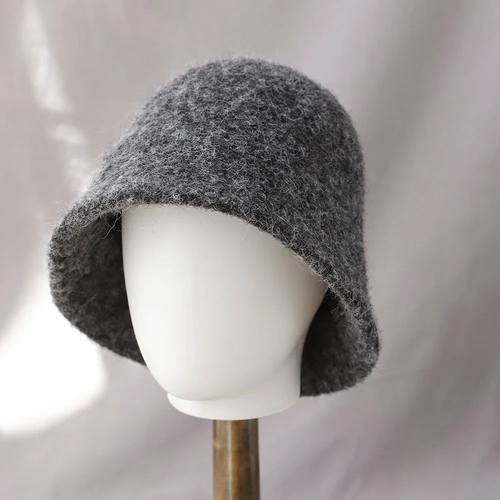 new Autumn Winter Wool Bucket Hat WomenVintage Fisherman Hat