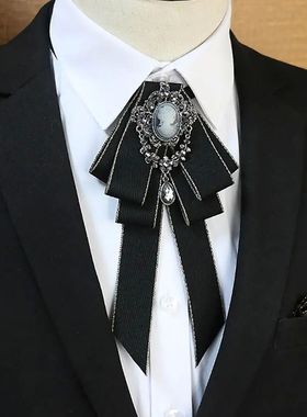 Luxury Black Rhinestone Ribbon BowtieFabric Cloth Art Handma