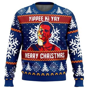 Yippee Ki Yay Die Hard Print Men's Ugly Christmas Crewneck S