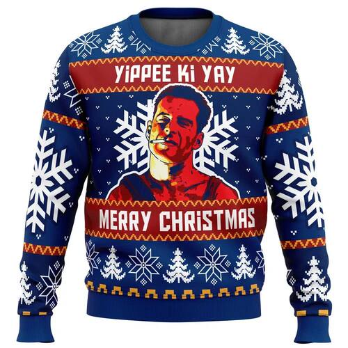 Yippee Ki Yay Die Hard Print Men's Ugly Christmas Crewneck S