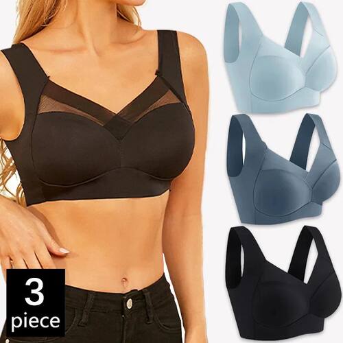 FallSweet 3PCS Plus Size Seamless Sport Bra for Woman Lace W