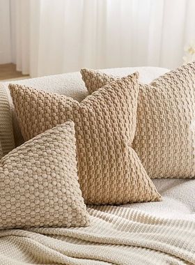 Soft Corduroy Throw Pillow Covers Solid Striped Fabric Cushi