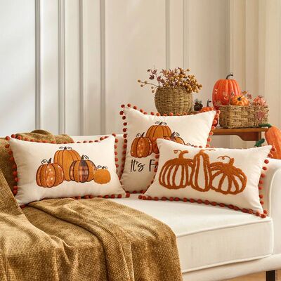 Pumpkin Tufted Velvet Throw Pillow Cover Autumn Cushion Cove