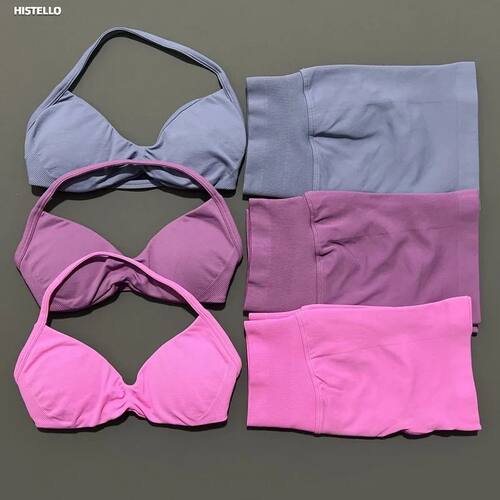 Gym Set 2 Piece Women Strappy Yoga Bra Top Workout Scrunch S