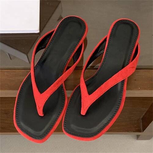 EilykenShallow Square Clip Toe Slippers Women Low Heels Sand