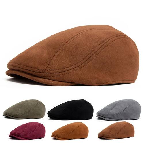 New Suede Autumn Winter BeretVintage Men Women Newsboy Hat C