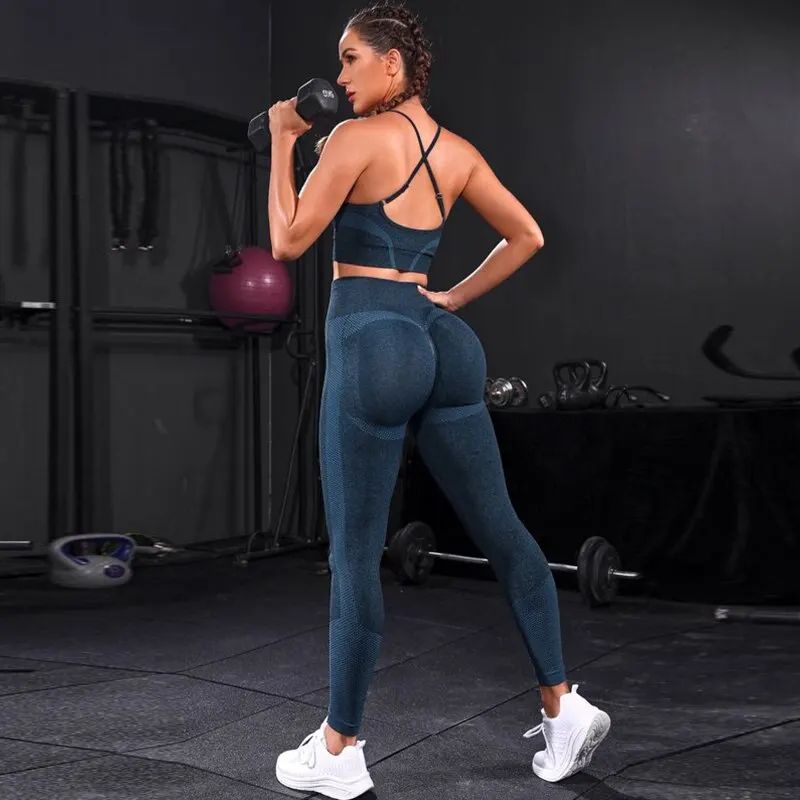 2 Pieces Women's Tracksuit Seamless Yoga Set Workout Sportsw