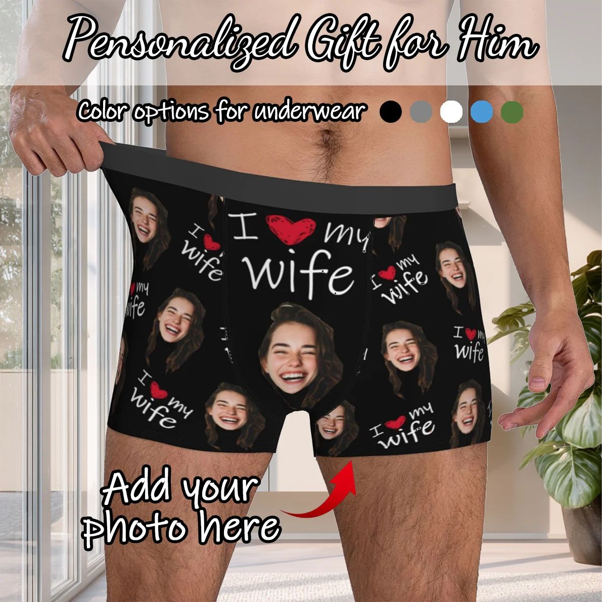 Personalized Face Photo Underwear Boxer Briefs Men Valentine