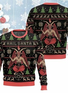 Hail Santa Satan Claus Ugly Sweater Funny Christmas Novelty