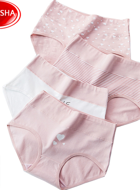 4Pcs  Panties Women Cotton High Waist Slimmin