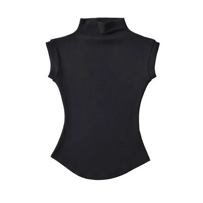 Women Summer Sexy Turtleneck Sleeveless T-Shirts Tops Solid