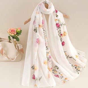 Spring Summer Cotton Linen Long Scarf for Women Literary Nat