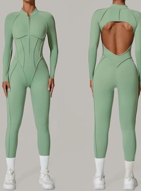 Padded Women Long Sleeve Sport Yoga Jumpsuit Workout Clothes