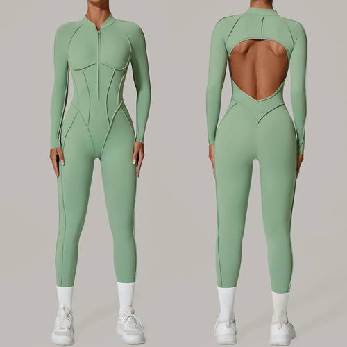 Padded Women Long Sleeve Sport Yoga Jumpsuit Workout Clothes